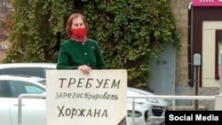 Протест Надежды Бондаренко, Тирасполь, октябрь, 2021