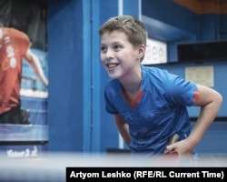 Matvey plays a game of table tennis.