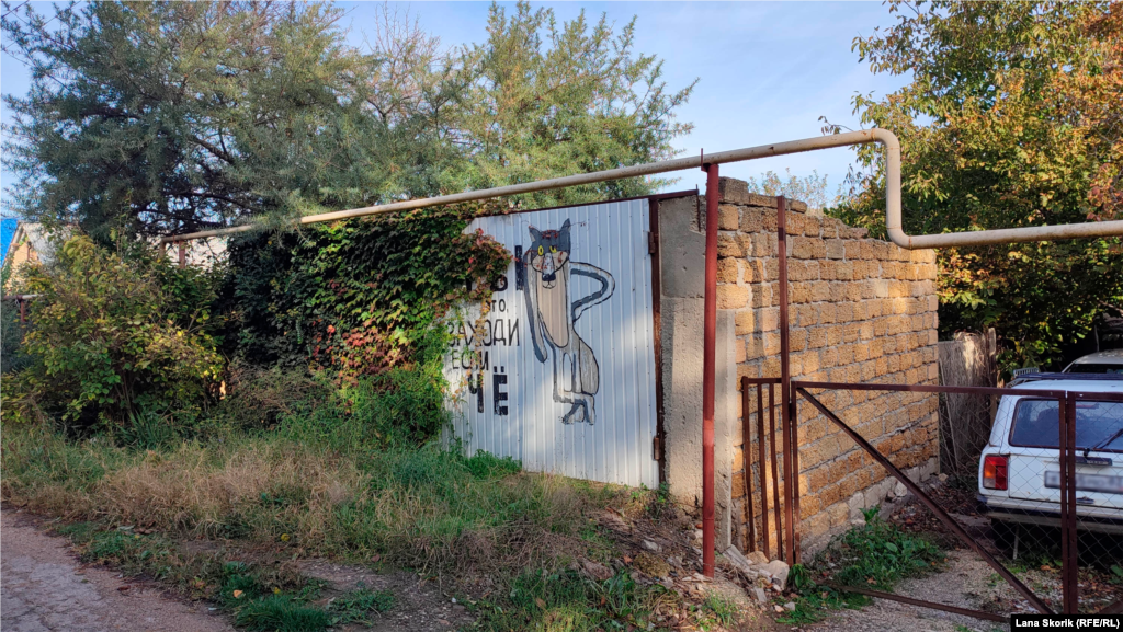На воротах недостроенного гаража нарисован герой знаменитого мультфильма &laquo;Жил-был пес&raquo;, созданного по мотивам украинской народной сказки &laquo;Серко&raquo;
