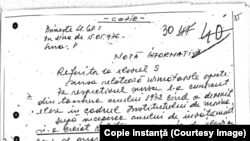 Notă informativă din 1976 atribuită lui Traian Băsescu. Click pentru a vedea toate paginile