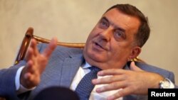 The Serb representative to Bosnia's tripartite presidency, Milorad Dodik, has said the Srebrenica genocide "did not take place" and has refused to work with "Bosnian institutions" since a ban on genocide denial was instituted. (file photo)