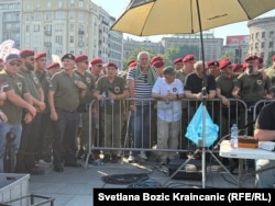 Veterani "Crvenih beretki" na mitingu Srpske napredne stranke u Beogradu, 27. jun 2026.