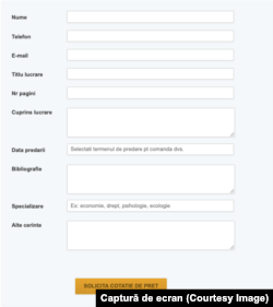 Formularul de cotație preț a fost întâlnit pe majoritatea site-urilor.