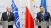 UKRAINE – OSCE Chairman-in-Office, Poland's Minister for Foreign Affairs Zbigniew Rau and Ukraine's Foreign Minister Dmytro Kuleba attend a joint news conference in Kyiv, February 10, 2022