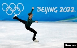 Камила Валиева Пекин олимпиадасында жаттығу жасап жүр. 10 ақпан 2022 жыл.