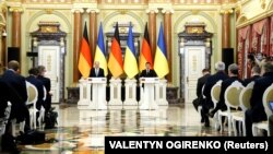 Njemački kancelar i ukrajinski predsjednik u Kijevu, 14. februara 2022.