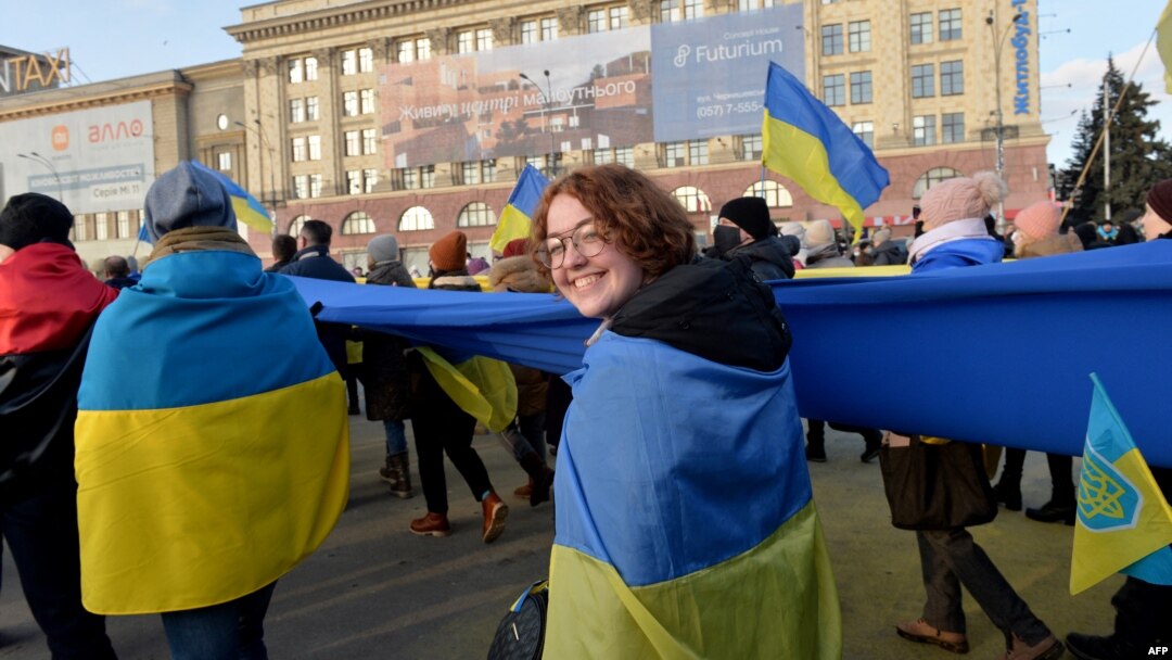 Протест срещу руската агресия в украинския град Харков