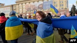 Протест срещу руската агресия в украинския град Харков