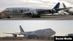 بوئینگ 747-3بی3 ماهان‌ایر پس از تغییر رنگ و عنوان برای واگذاری به شرکت کانویاسا