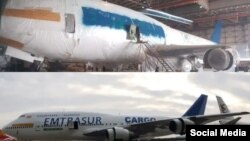 هواپیمای ماهان‌ایر که پس از تغییر نوشته‌های روی آن تحویل شرکت ونزوئلایی «امتراسور» شد