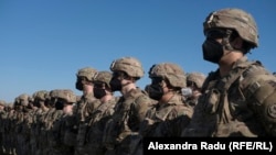 Soldați americani de la baza NATO Mihail Kogălniceanu. 11 februarie 2022. Fotografie de arhivă 