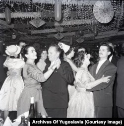 Tito dances with his wife, Jovanka Broz, in Belgrade in 1960.