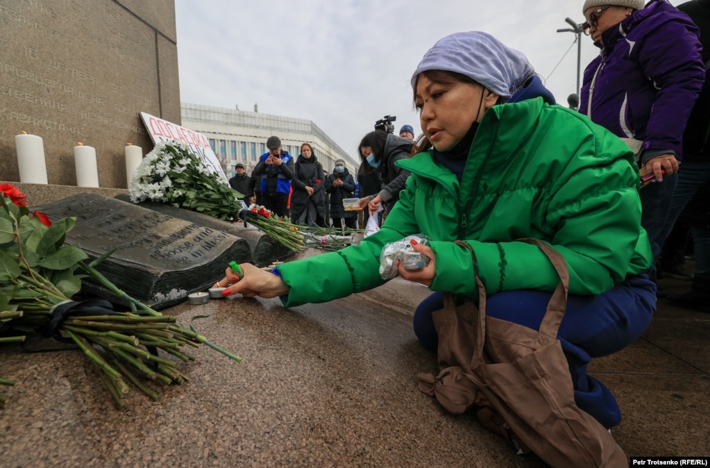 Митинг в память о погибших во время январских событий. Алматы, 13 февраля 2022 года