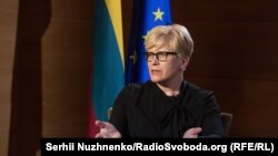 Прем’єр-міністерка Литви Інгріда Шимоніте під час запису програми «Суботнє інтерв'ю»