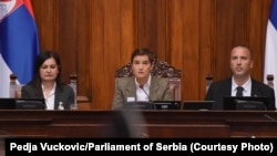 Sednica Skupštine Srbije kojom je predsedavala Ana Brnabić (u sredini), 07.10.2024