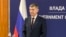 Serbia- Russian Minister of Economic Development Maxim Reshetnikov speaks during a news conference in Belgrade, March 20, 2026.