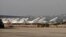 Russian fighter jets on the tarmac at the Russian Hmeimim military base in Syria's Latakia Province in February