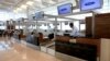 The check-in area as shown during a media tour of the new airport