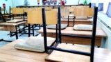 Kosovo - An empty classroom during the strike in schools 