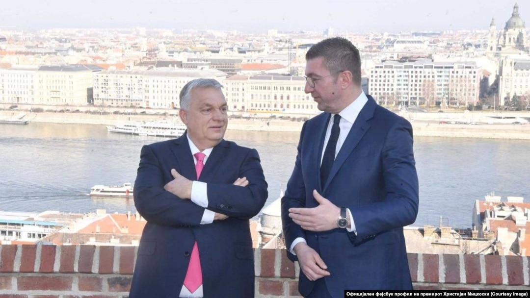 Премиерите на Унгарија и на Северна Македонија, Виктор Орбан и Христијан Мицкоски. Будимпешта, 04.03.2025
