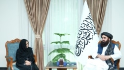 اولین دیدار رباب فاطمه رئیس جدید یوناما با امیرخان متقی وزیر خارجه حکومت طالبان 