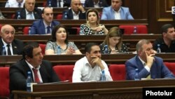 Armenia -- Deputies from the opposition Prosperous Armenia Party attend a parliament session in Yerevan, June 19, 2019.