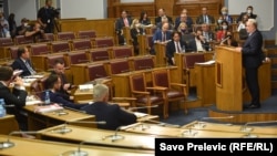 Obraćanje Krivokapića u Skupštini bez prisustva poslanika DF-a, Podgorica, 24. jun 2021.