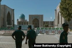 A heavily-policed Registan Square in Samarkand in 2013.