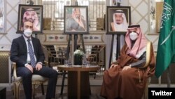 Germany - Saudi Foreign Minister Prince Faisal bin Farhan Al Saud and his Armenian counterpart Ararat Mirzoyan meet in Munich, February 19, 2022. (Photo by the Saudi Foreign Ministry)