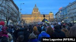 Акция против войны с Украиной в Праге, 24 февраля 2022 года.