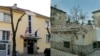 Колажът е със снимки на къщата от преди 2014 г., когато тя е посолство на Хърватия, и от февруари 2022 г., когато е съборена. 