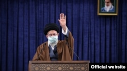 Iranian Supreme Leader Ayatollah Ali Khamenei speaks on February 17.