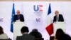 کنفرانس خبری وزیر خارجه فرانسه (راست) و مسئول سیاست خارجی اتحادیه اروپا