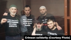 Вторая симферопольская группа фигурантов крымских «дел Хизб ут-Тахрир» на заседании российского суда в Симферополе, 21 февраля 2022 года