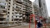 UKRAINE-CRISIS/ Damaged Residential Building Kyiv Child Swing