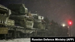 Russian tanks in Belarus in February. Belarus assisted Russia in launching the attack on Ukraine by allowing its territory to be used as a staging ground for Russian troops.