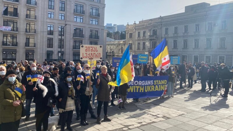 У канцелярии правительства Грузии прошла акция в поддержку Украины