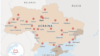 Harta atacurilor rusești în Ucraina. Teritoriile hașurate se află sub control rusesc. 