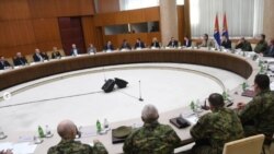 Predsednik Srbije Aleksandar Vučić predsedavao je Savetom za nacionalnu bezbednost i razmenio informacije sa članovima Saveta o situaciji u regionu i Ukrajini, u Beogradu, 24. februara 2022.