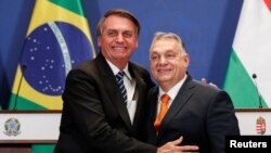 Orbán Viktor miniszterelnök és Jair Bolsonaro akkori brazil államfő Budapesten 2022. február 17-én