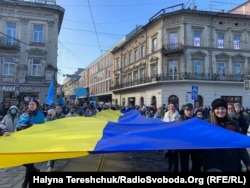 Під час Маршу єдності у Львові, 19 лютого 2022 року