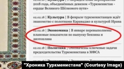 Издение "Хроника Туркменистана" опубликовало скришот с сайта ТДХ от 2 февраля.