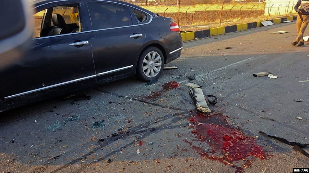 تصویری از خودروی محسن فخری‌زاده پس از عملیات ترور