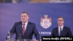 Aleksandar Vučić i Milorad Dodik tokom sastanka u Beogradu