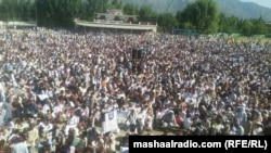 FILE: A protests in Swat to protest against the grave human rights abuses in the region. 