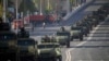 Russia - Military vehicles move toward Red Square to attend a Victory Day military parade in Moscow, May 9, 2023.