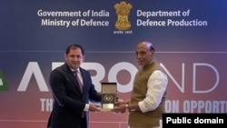 India - Indian Defense Minister Rajnath Singh meets his Armenian counterpart Suren Papikian in Bengaluru, February 11, 2025.