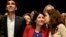 Salome Zurabishvili (in red) celebrates the results of the vote count.