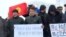 The protesters called on China’s authorities to provide information about each ethnic Kyrgyz who they say are incarcerated in reeducation camps in Xinjiang.