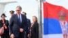 Predsednik Srbije Aleksandar Vučić, stiže na aerodrom Vnukovo u Moskvi, u sredu, 7. maja 2025, uoči proslave 80. godišnjice pobede Sovjetskog Saveza nad nacističkom Nemačkom tokom Drugog svetskog rata. 